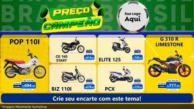 Modelo de TV para TV Horizontal com o tema Preço Campeão - Copa para Concessionaria de Motos