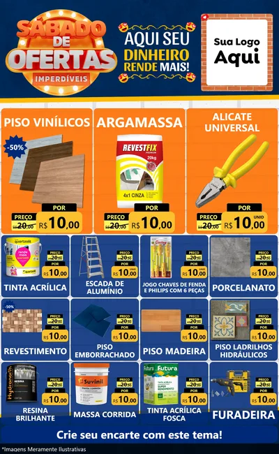 Modelo de Encarte para Encarte Grande com o tema Sábado de Ofertas Imperdíveis para Material para Construção