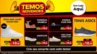 Modelo de TV para TV Horizontal com o tema Temos Novidades para Calçados
