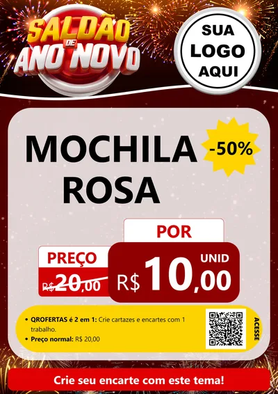 Modelo de Cartaz para Cartaz A4 Vertical com o tema Saldão de Ano Novo para Papelaria