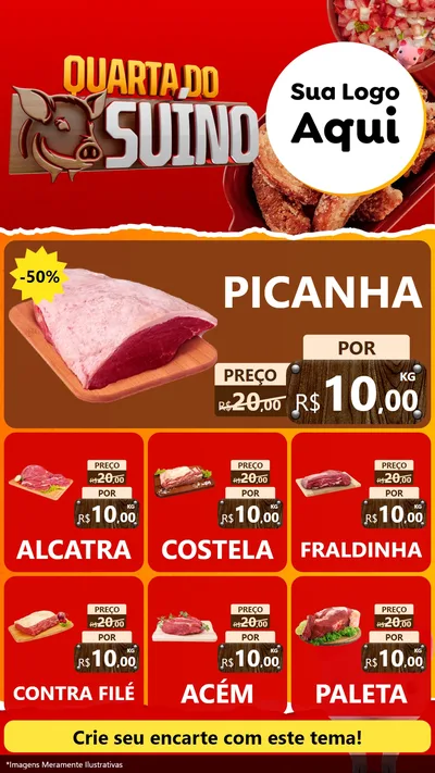 Modelo de Rede Social para Stories com o tema Quarta do Suíno para Açougue