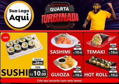 Modelo de Encarte para Encarte A4 Horizontal com o tema Quarta Turbinada para Comida japonesa