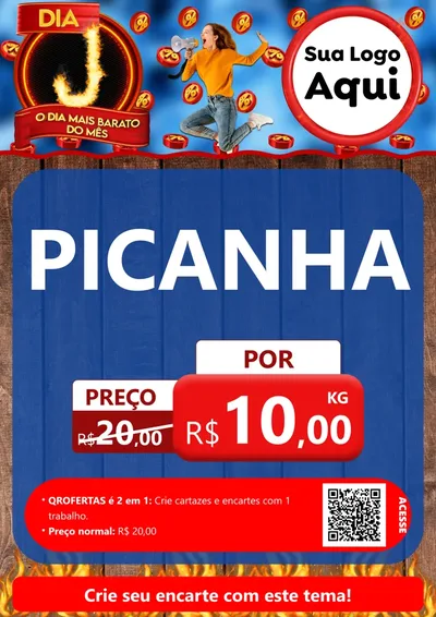 Modelo de Cartaz para Cartaz A4 Vertical com o tema Dia J - O Dia Mais Barato Do Mês para Açougue