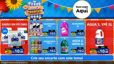 Modelo de TV para TV Horizontal com o tema Arraiá de Ofertas para Produtos de Limpeza