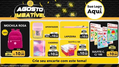 Modelo de TV para TV Horizontal com o tema Agosto Imbatível para Papelaria