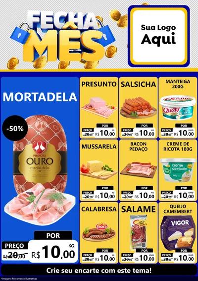 Modelo de Encarte para Encarte A4 Vertical com o tema Fecha Mês para Frios e Laticínios