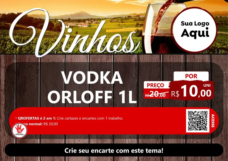 Modelo de Cartaz para Cartaz A4 Horizontal com o tema Vinhos para Distribuidora de bebidas