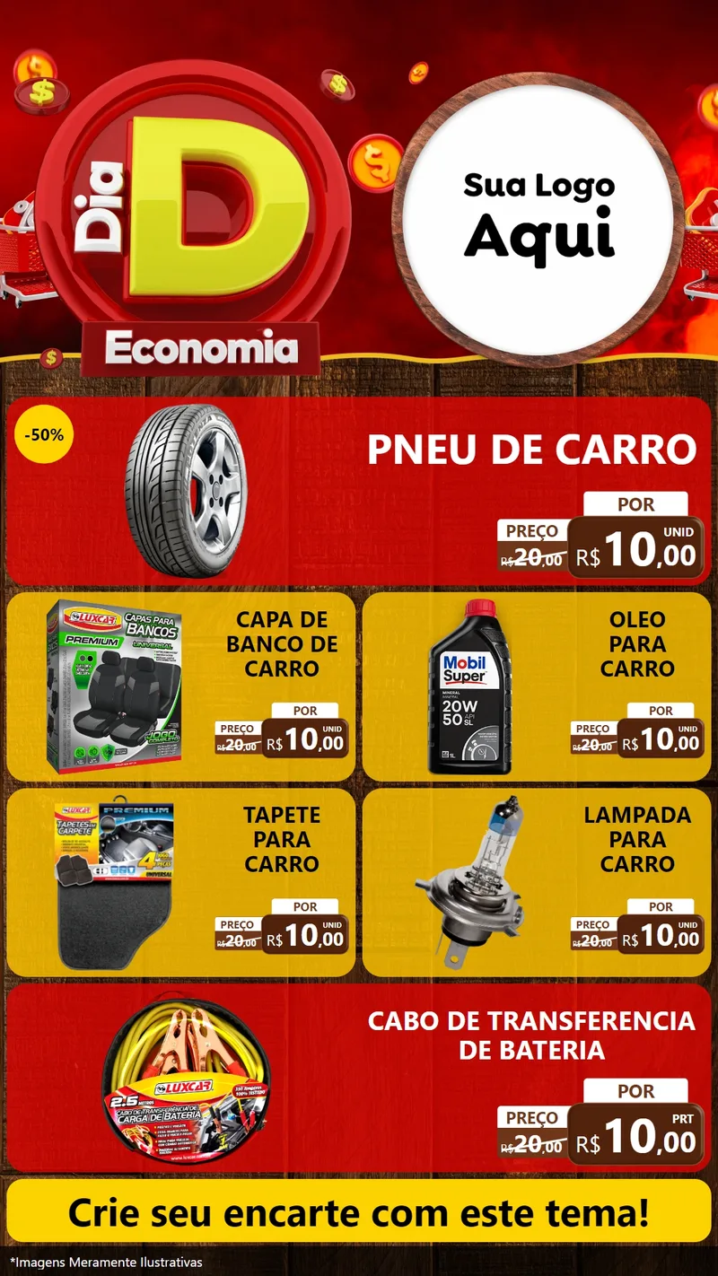 Modelo de TV para TV Vertical com o tema Dia D Economia para Auto peças