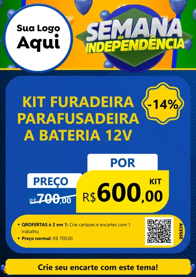 Modelo de Cartaz para Cartaz A4 Vertical com o tema Semana da Independência para Maquinas e Ferramentas