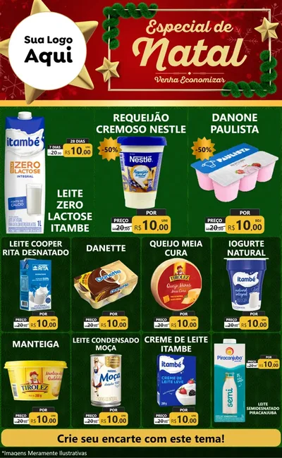 Modelo de Encarte para Encarte Grande com o tema Especial de Natal para Frios e Laticínios