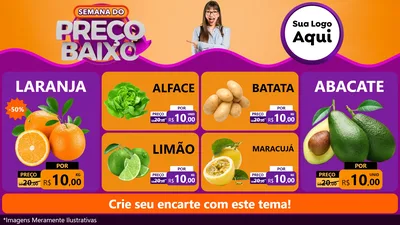 Modelo de TV para TV Horizontal com o tema Semana do Preço Baixo para Hortifrúti