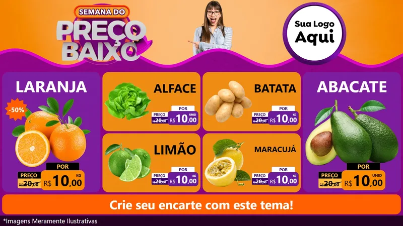 Modelo de TV para TV Horizontal com o tema Semana do Preço Baixo para Hortifrúti