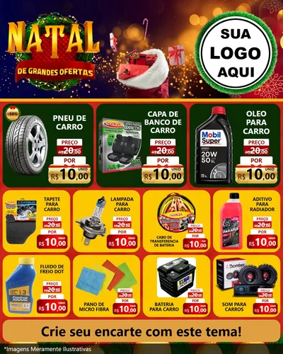 Modelo de Rede Social para Feed Instagram com o tema Natal de Grandes Ofertas para Auto peças