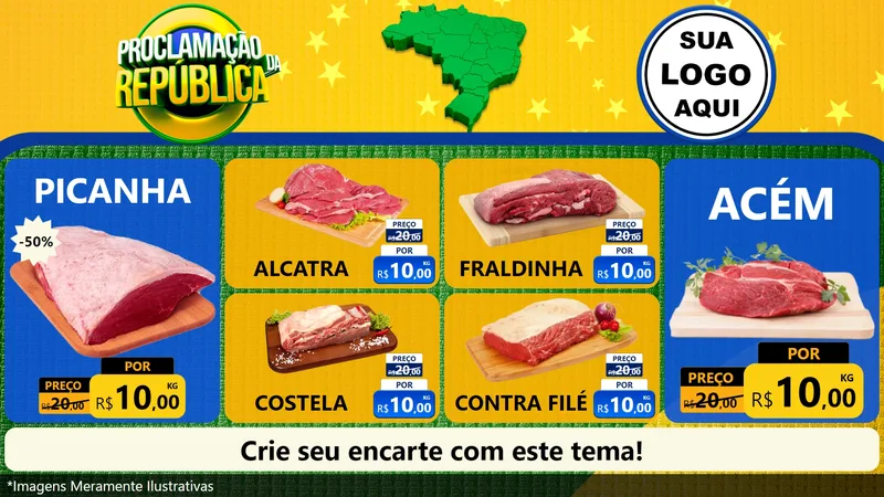 Modelo de TV para TV Horizontal com o tema Proclamação da República para Açougue