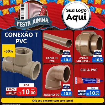 Modelo de Rede Social para Feed Facebook com o tema Festa Junina para Tubos e conexões
