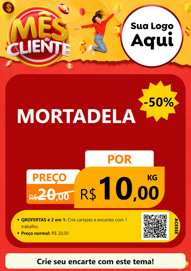 Modelo de Cartaz para Cartaz A4 Vertical com o tema Mês do Cliente para Frios e Laticínios