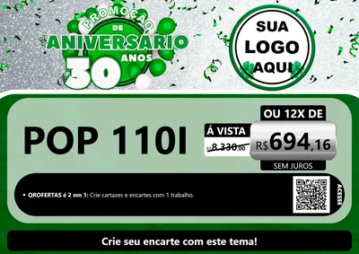 Modelo de Cartaz para Cartaz A4 Horizontal com o tema Promoção de Aniversário - 30 Anos para Concessionaria de Motos