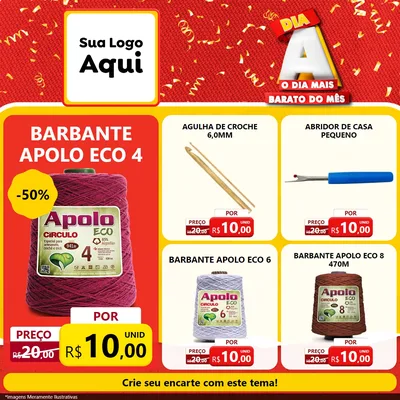 Modelo de Rede Social para Feed Facebook com o tema Dia A o Dia Mais Barato do Mês para Armarinho e Aviamentos