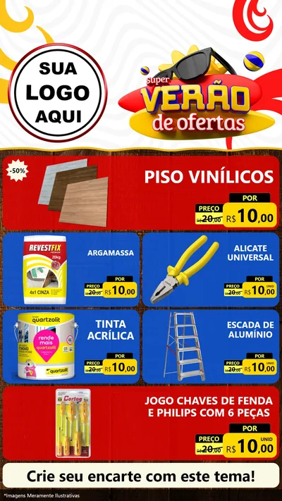 Modelo de TV para TV Vertical com o tema Super Verão de Ofertas para Material para Construção