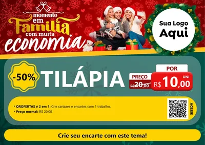 Modelo de Cartaz para Cartaz A4 Horizontal com o tema Momento em Família (Natal) para Peixaria