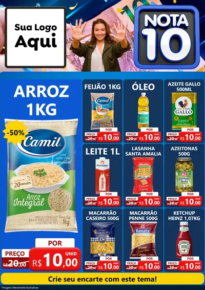 Modelo de Encarte para Encarte A4 Vertical com o tema Nota 10 para Supermercado