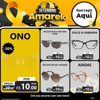 Modelo de Rede Social para Feed Facebook com o tema Setembro Amarelo para Óticas
