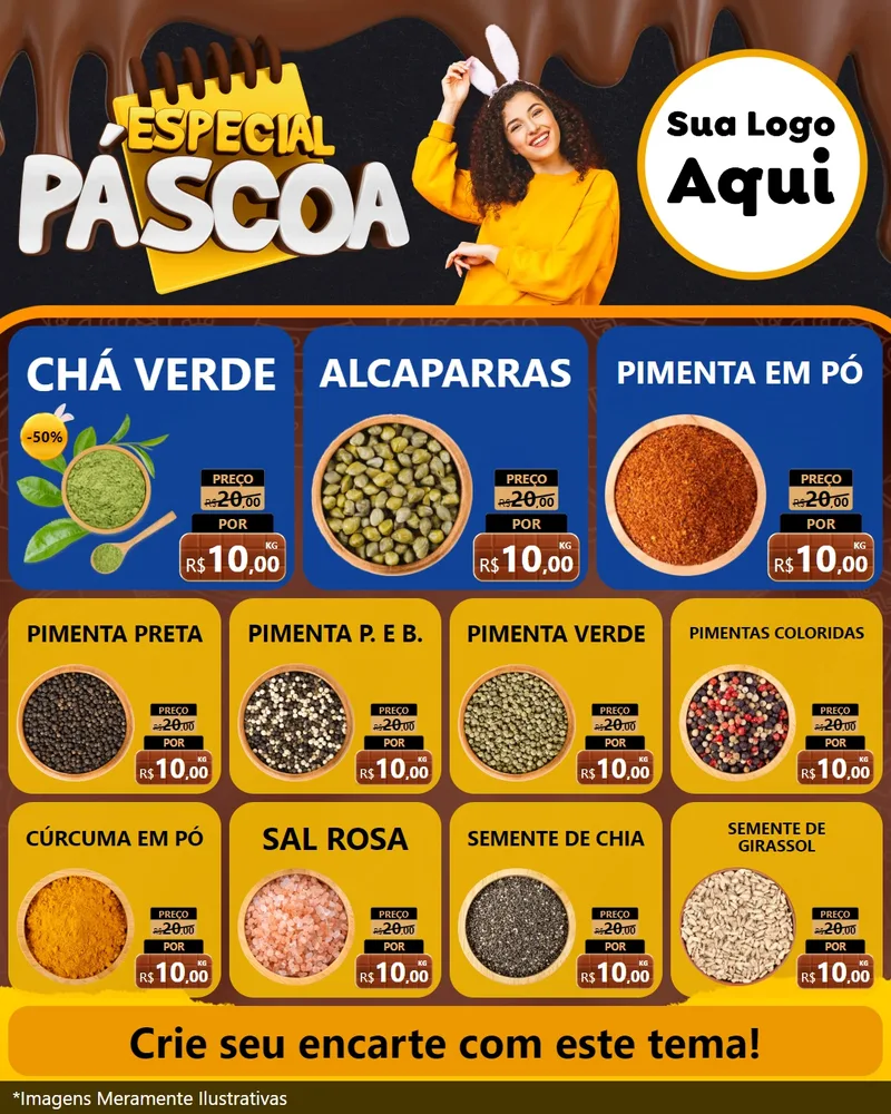 Modelo de Rede Social para Feed Instagram com o tema Especial Páscoa para Produtos Naturais