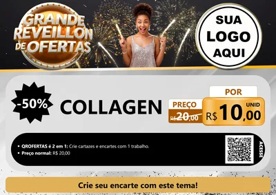 Modelo de Cartaz para Cartaz A4 Horizontal com o tema Grande Réveillon de Ofertas para Suplementos alimentares