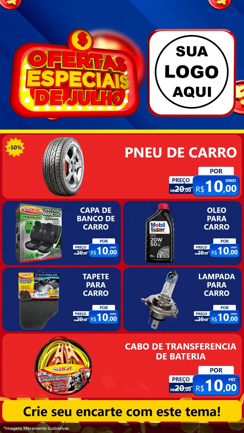 Modelo de TV para TV Vertical com o tema Ofertas Especiais de Julho para Auto peças