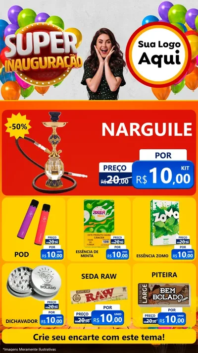 Modelo de Rede Social para Stories com o tema Super Inauguração para Tabacaria