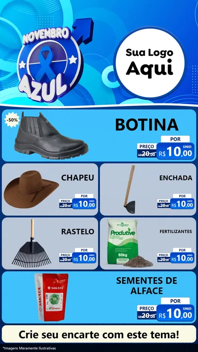 Modelo de TV para TV Vertical com o tema Novembro Azul para Agropecuária