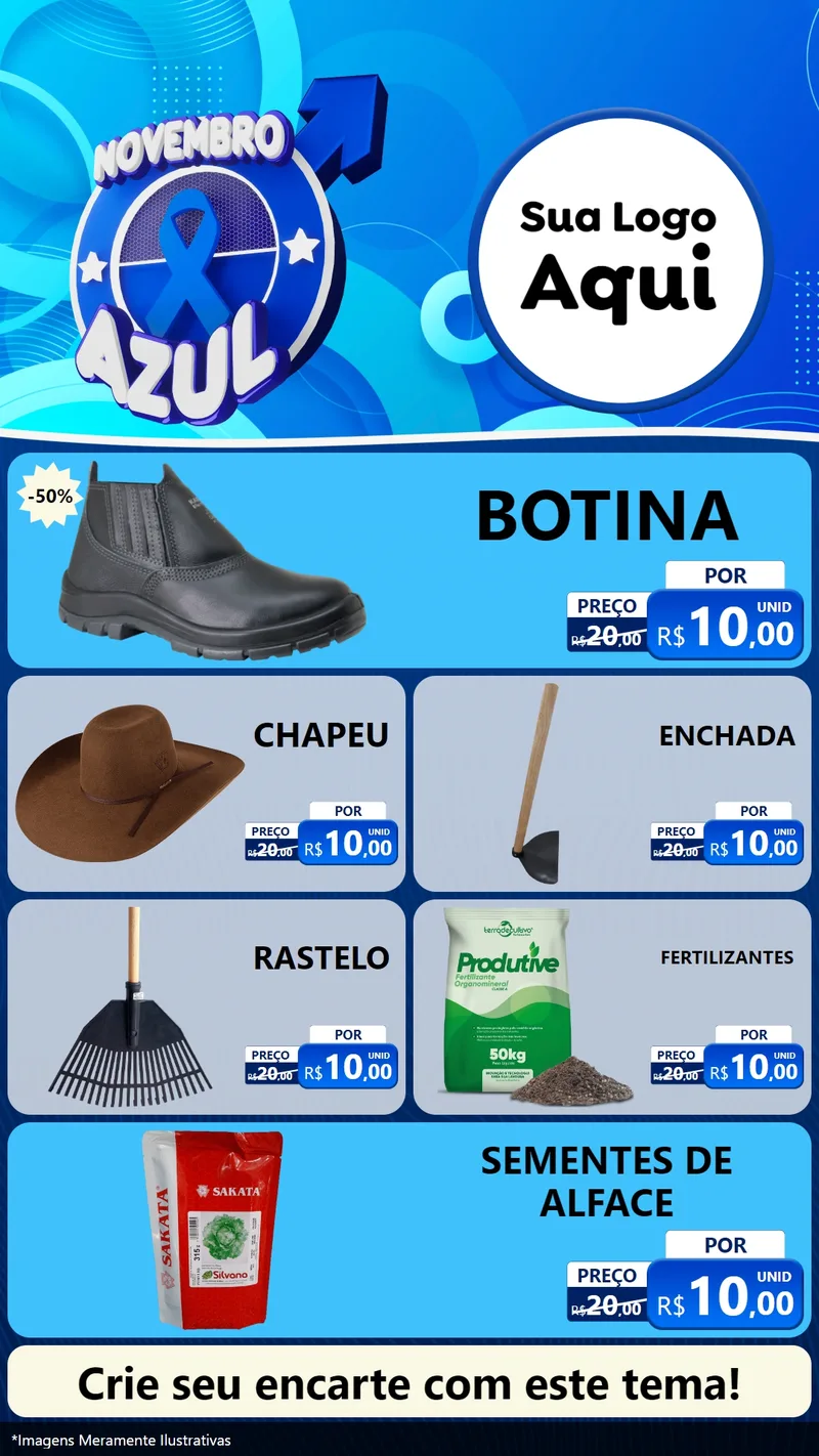 Modelo de TV para TV Vertical com o tema Novembro Azul para Agropecuária