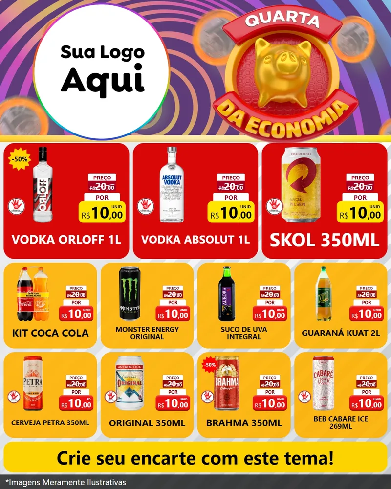 Modelo de Rede Social para Feed Instagram com o tema Quarta da Economia para Distribuidora de bebidas