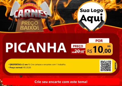Modelo de Cartaz para Cartaz A4 Horizontal com o tema Segunda das Carnes para Açougue