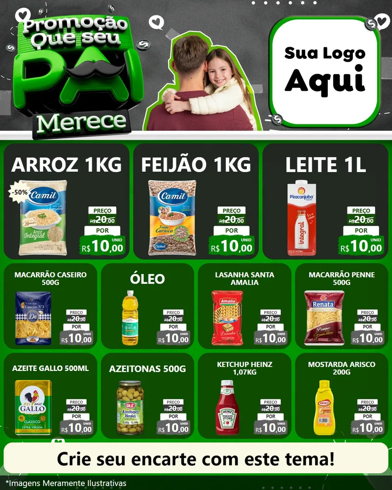 Modelo de Rede Social para Feed Instagram com o tema Promoção Que seu Pai Merece para Supermercado