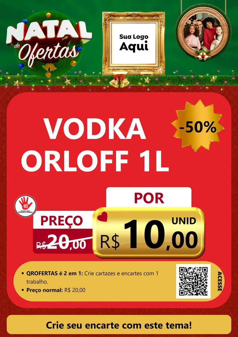 Modelo de Cartaz para Cartaz A4 Vertical com o tema Natal de Ofertas para Distribuidora de bebidas