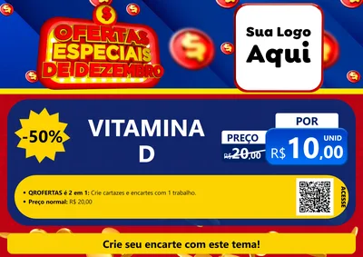 Modelo de Cartaz para Cartaz A4 Horizontal com o tema Ofertas Especiais de Dezembro para Farmácia