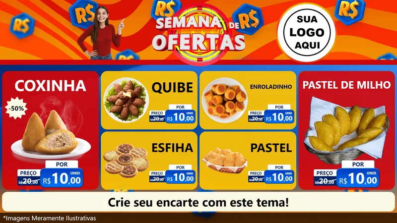 Modelo de TV para TV Horizontal com o tema Semana de Ofertas para Salgadaria