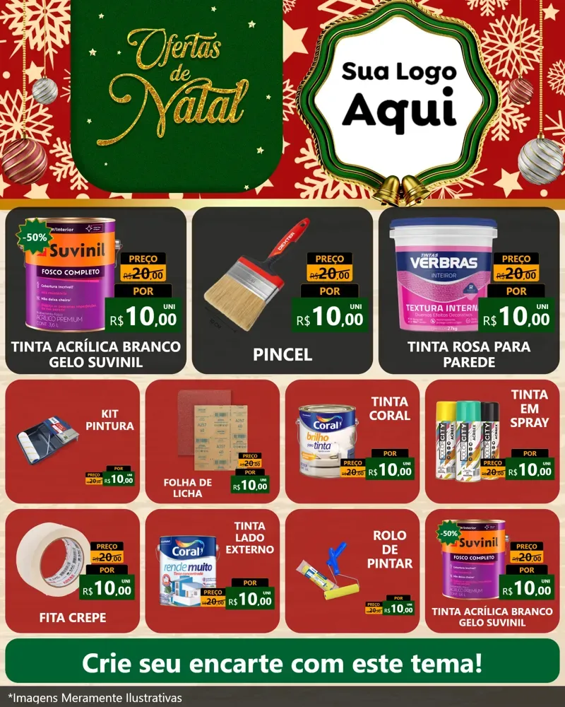 Modelo de Rede Social para Feed Instagram com o tema Natal de Ofertas para Tintas e Ferramentas