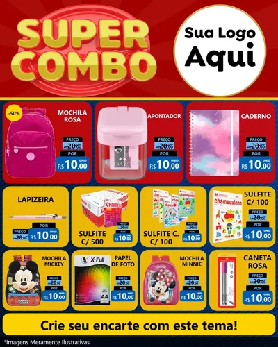 Modelo de Rede Social para Feed Instagram com o tema Super Combo para Papelaria