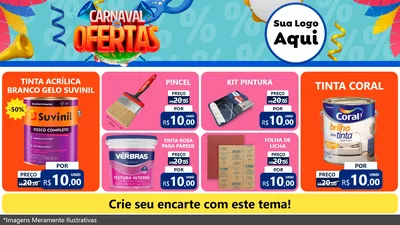 Modelo de TV para TV Horizontal com o tema Carnaval de Ofertas para Tintas e Ferramentas