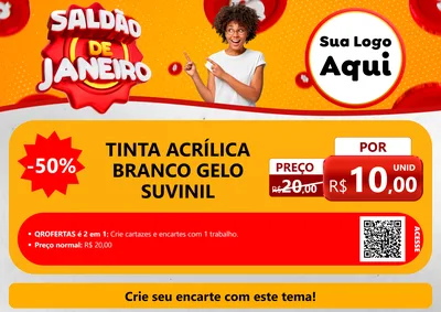 Modelo de Cartaz para Cartaz A4 Horizontal com o tema Saldão de Janeiro para Tintas e Ferramentas