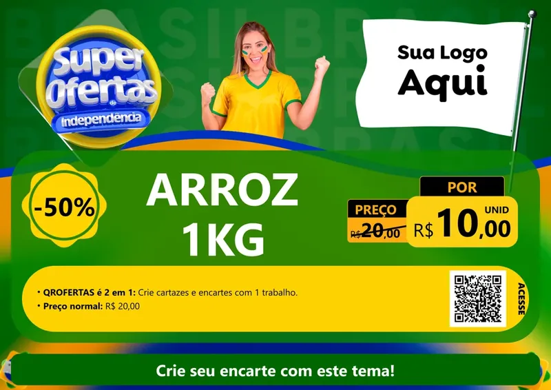 Modelo de Cartaz para Cartaz A4 Horizontal com o tema Super Ofertas de Independência para Supermercado