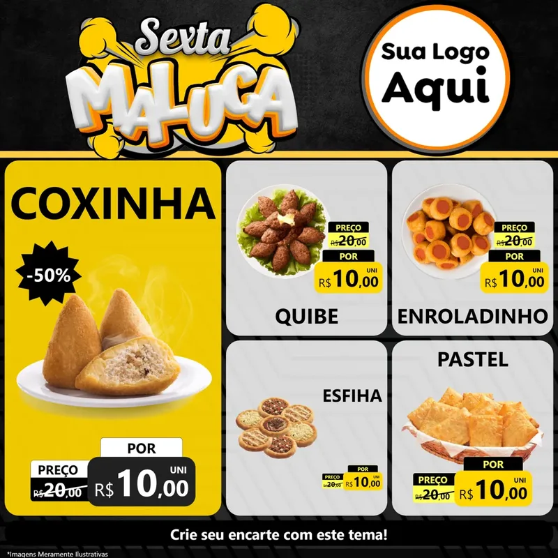 Modelo de Rede Social para Feed Facebook com o tema Sexta Maluca para Salgadaria