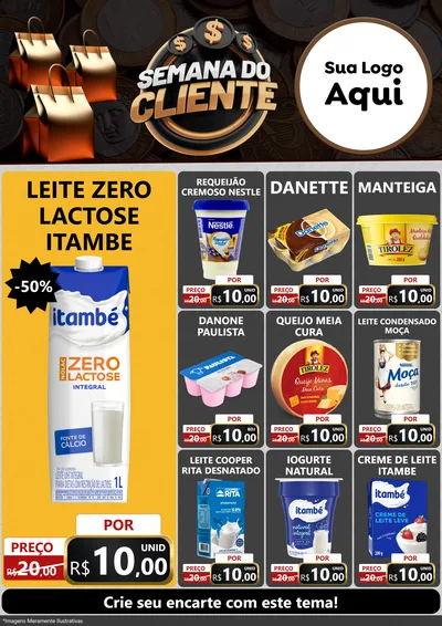 Modelo de Encarte para Encarte A4 Vertical com o tema Semana do Cliente para Frios e Laticínios