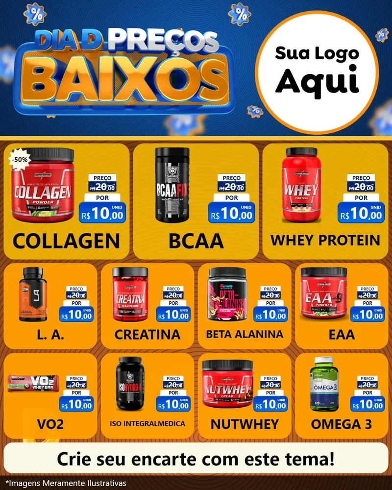 Modelo de Rede Social para Feed Instagram com o tema Dia D Preço Baixo para Suplementos alimentares