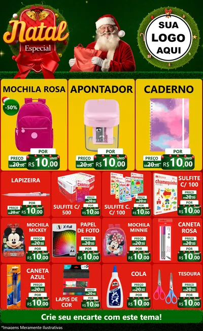 Modelo de Encarte para Encarte Grande com o tema Natal Especial para Papelaria