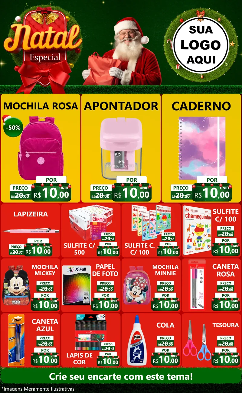 Modelo de Encarte para Encarte Grande com o tema Natal Especial para Papelaria