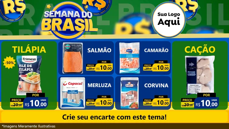 Modelo de TV para TV Horizontal com o tema Semana Do Brasil para Peixaria