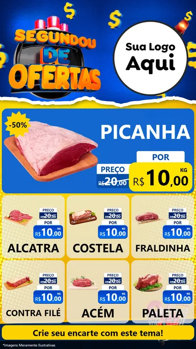 Modelo de Rede Social para Stories com o tema Segundou de Ofertas para Açougue